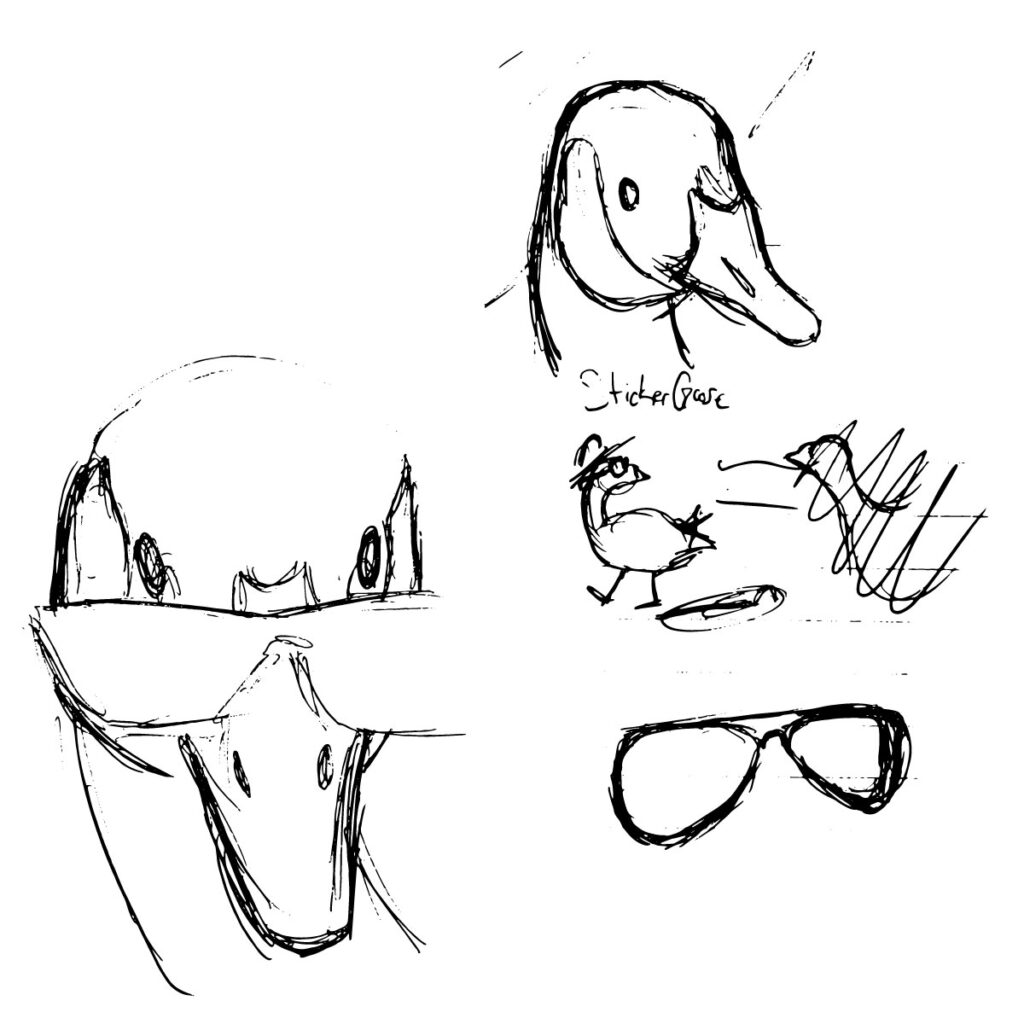 Logo Sketches Sticker Goose